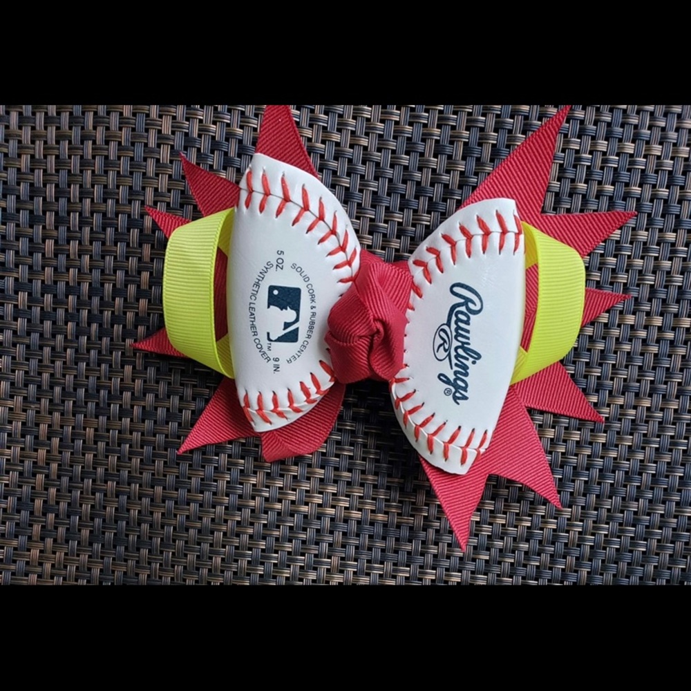 LETS’S GO TEAM BASEBALL BOW CLIPS